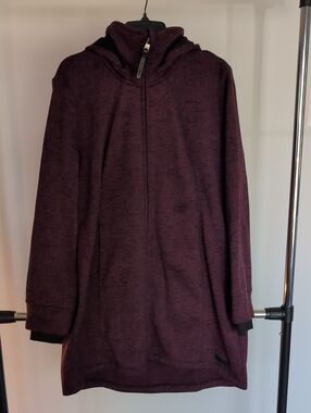 Kenneth Cole Maroon Hooded Zip-Front Coat